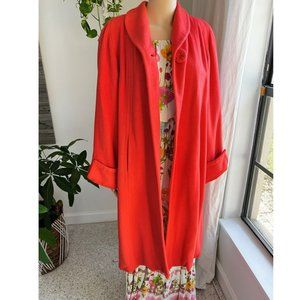 VINTAGE ENINGER 1960's Coral Pink Red Long 100% Cashmere Long Coat Size …